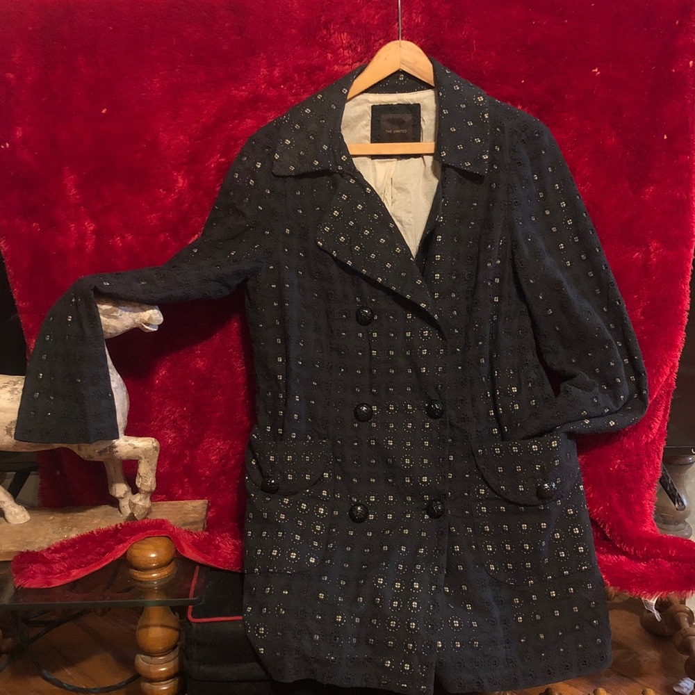 The Limited Black Textured Pea Coat